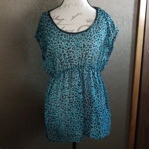 Teal cheetah tunic